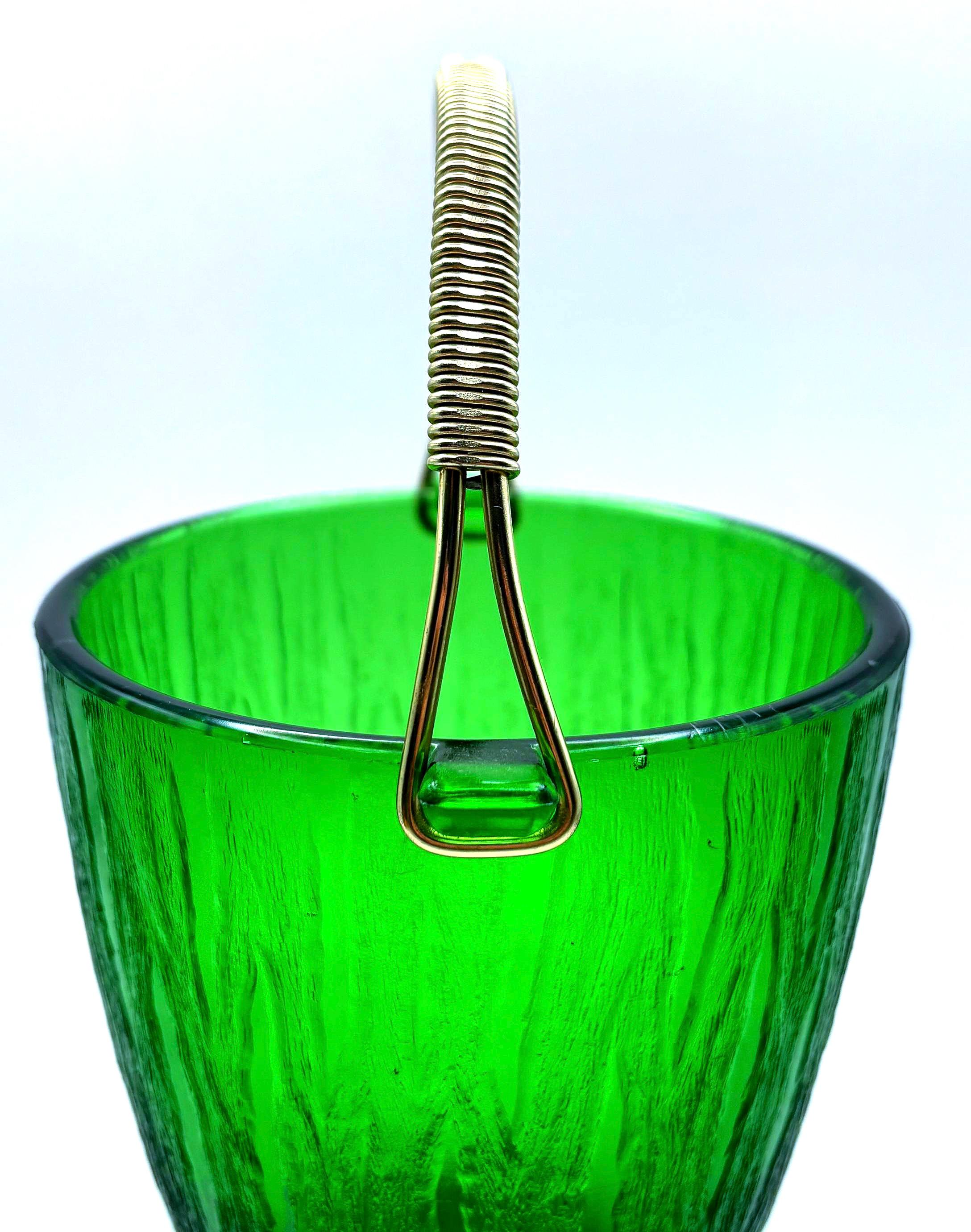 Holmegaard Green Glass Ice Bucket – Scandinavian Modern Drink Cooler | Danish Mid Century Barware