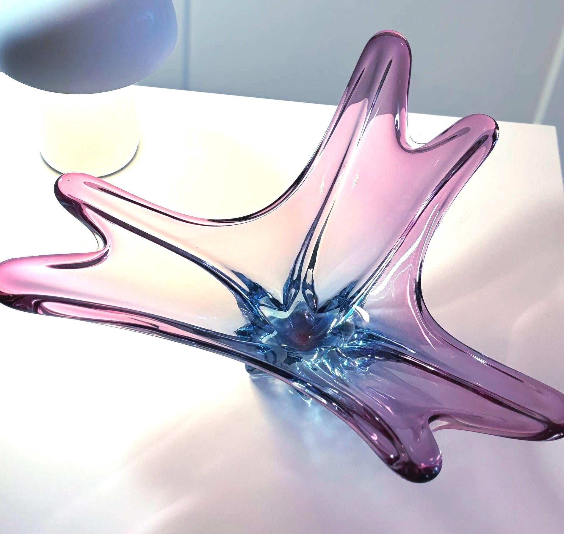 Murano Sommerso Splash Bowl | Large Mid-Century Modern Art Glass Centerpiece
