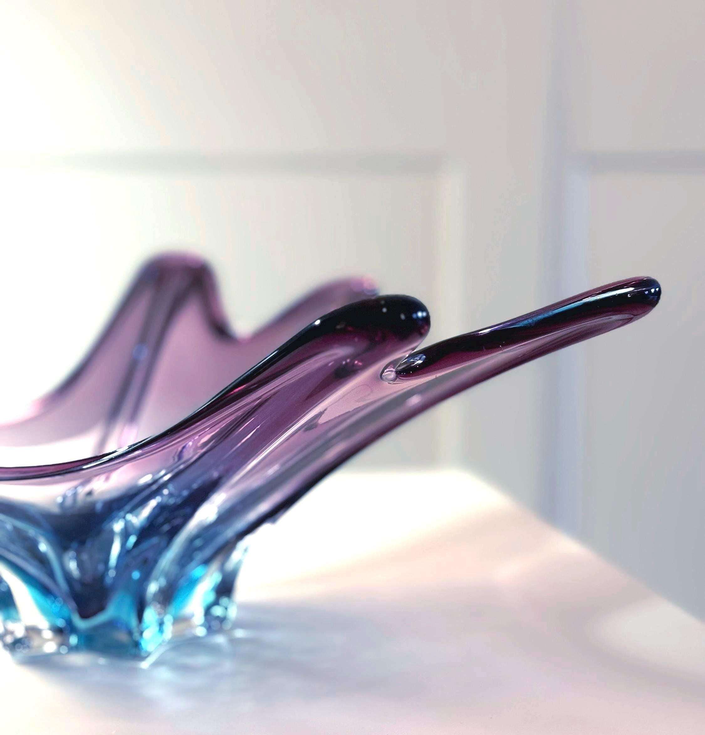 Murano Sommerso Splash Bowl | Large Mid-Century Modern Art Glass Centerpiece