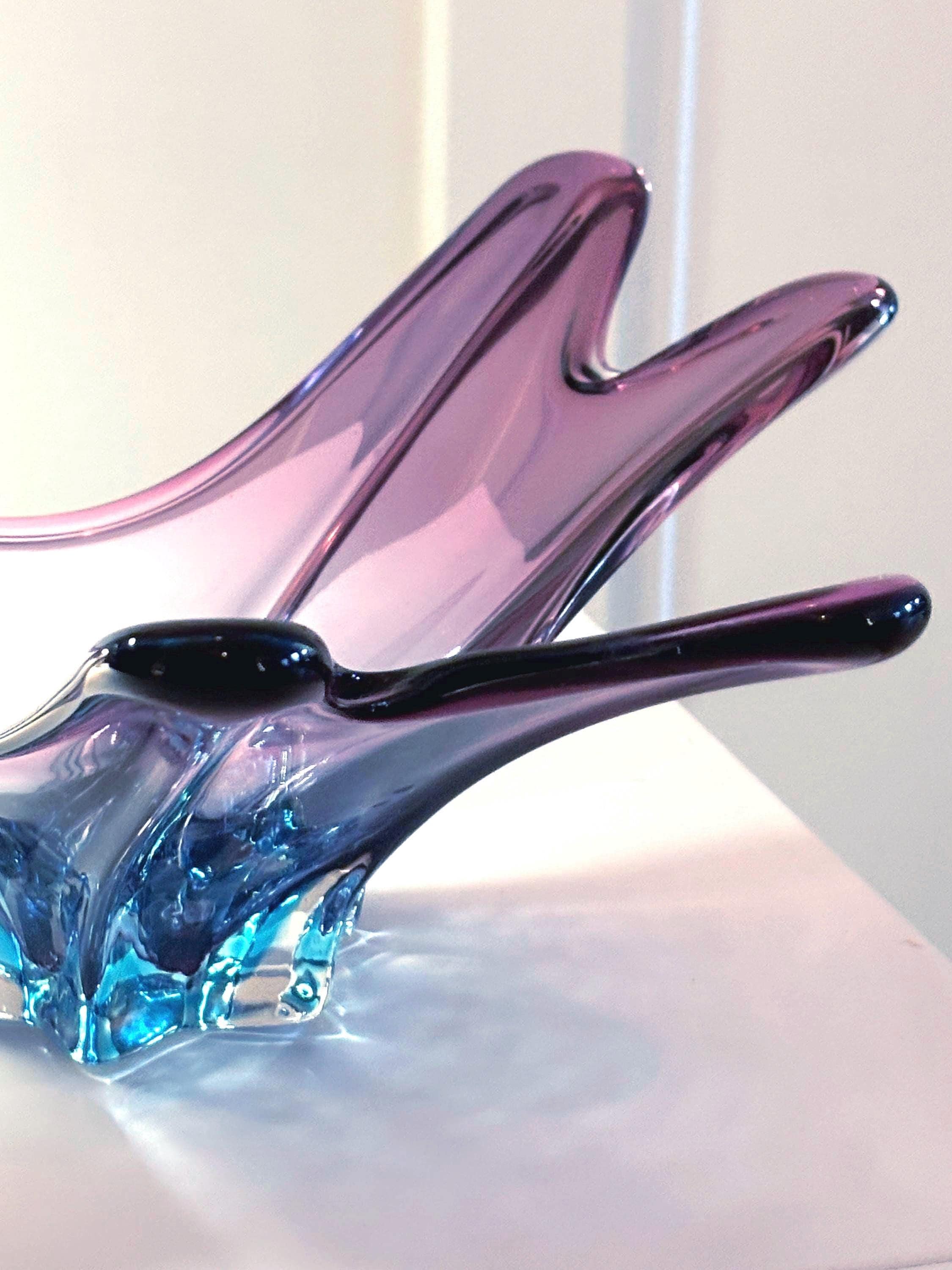Murano Sommerso Splash Bowl | Large Mid-Century Modern Art Glass Centerpiece