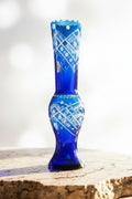 Bohemian, Tall Cobalt Blue Crystal Vase | Hand Cut Czech Glass 28 cm
