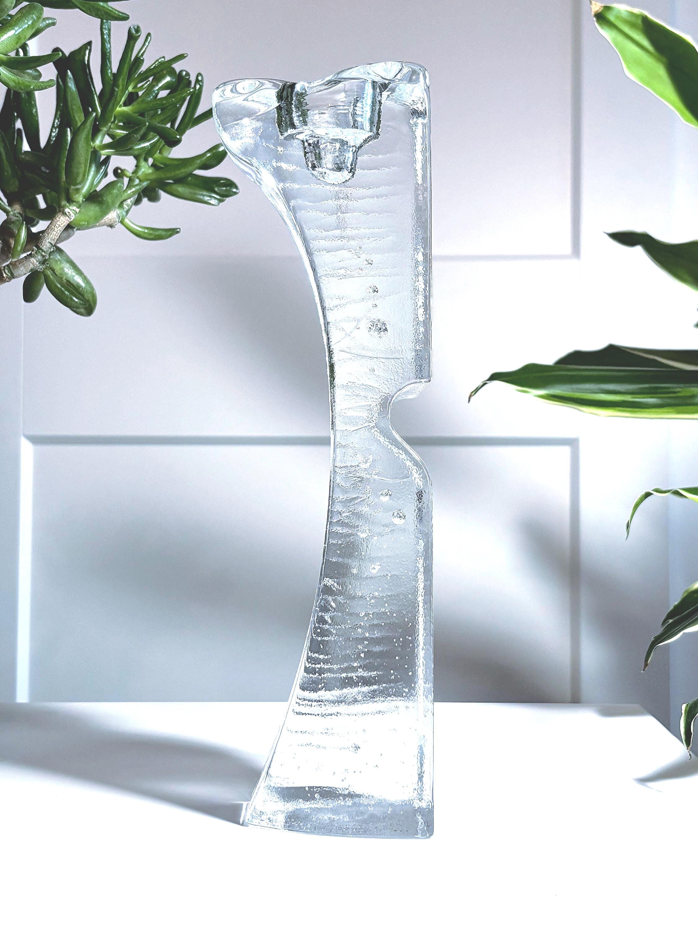 Kosta Boda Connect Candle Holder by Kjell Engman | Swedish Art Glass Sculpture 30cm