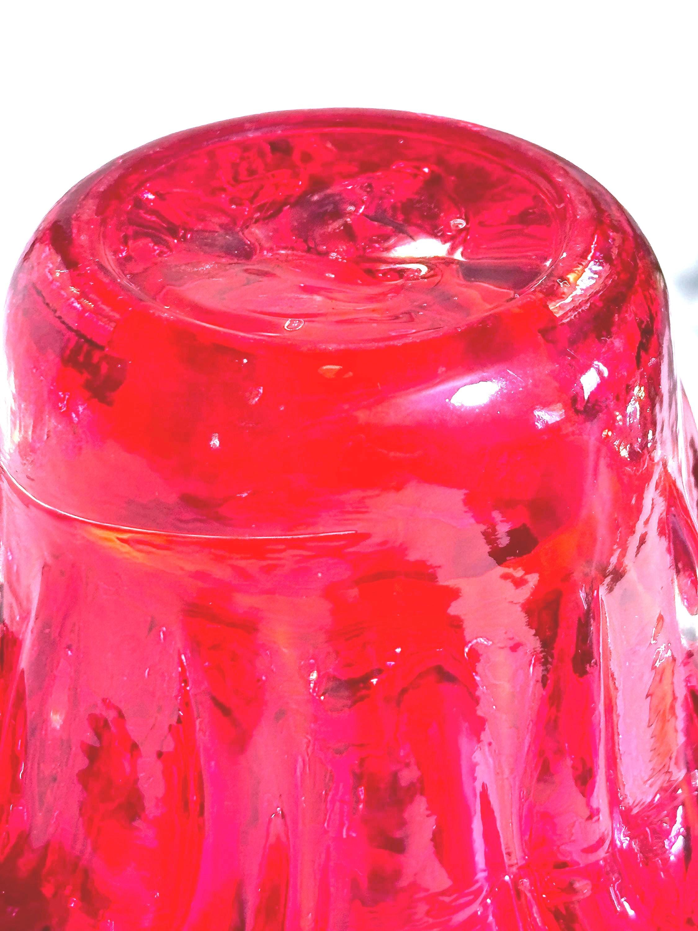 Mid Century Murano-style Belgian Ruby Red Art Glass Bowl  Sculptural Plateau Candle Holder