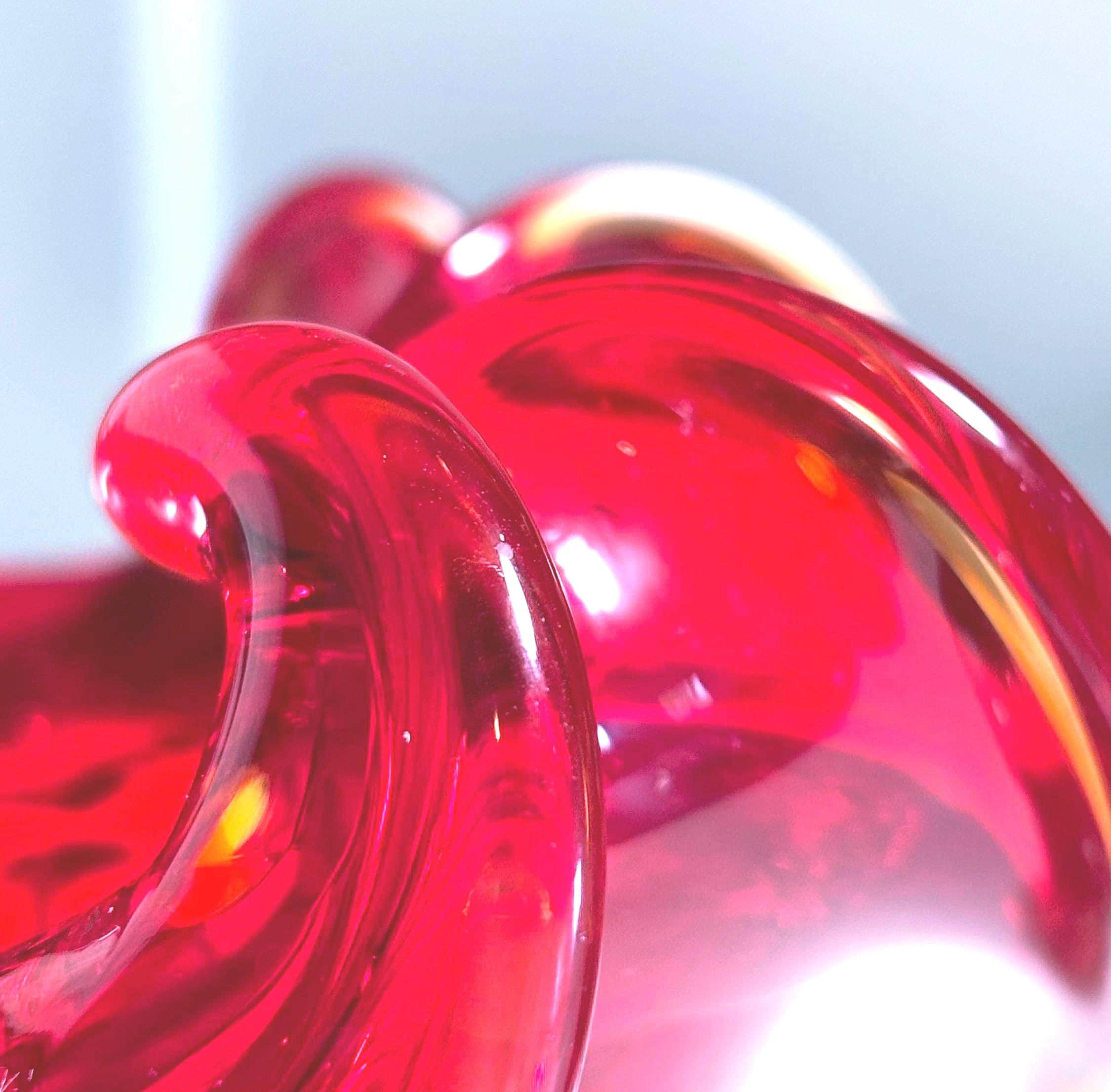 Mid Century Murano-style Belgian Ruby Red Art Glass Bowl  Sculptural Plateau Candle Holder