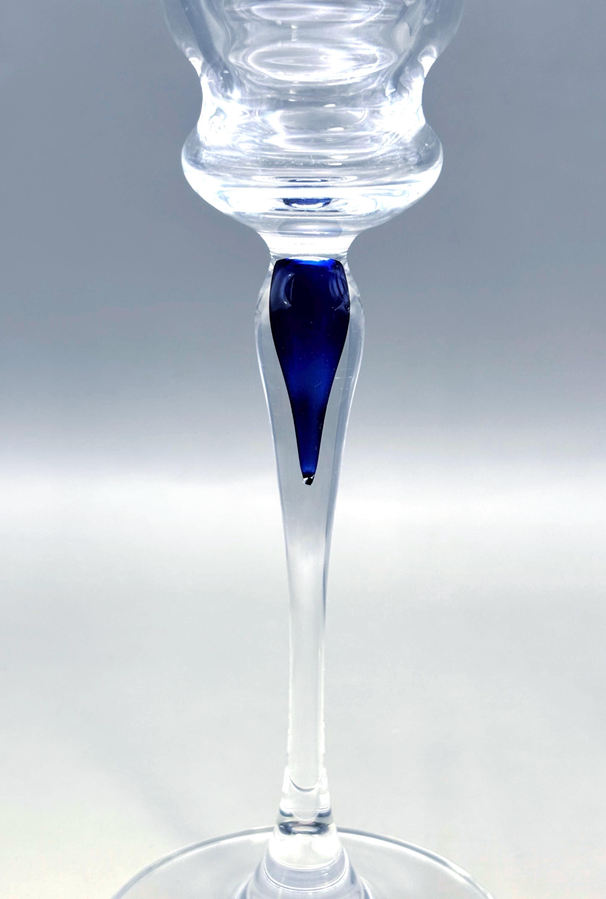 Vintage Cristal d’Arques Crystal Candlesticks – Cobalt Blue Stem, Boutique Collection