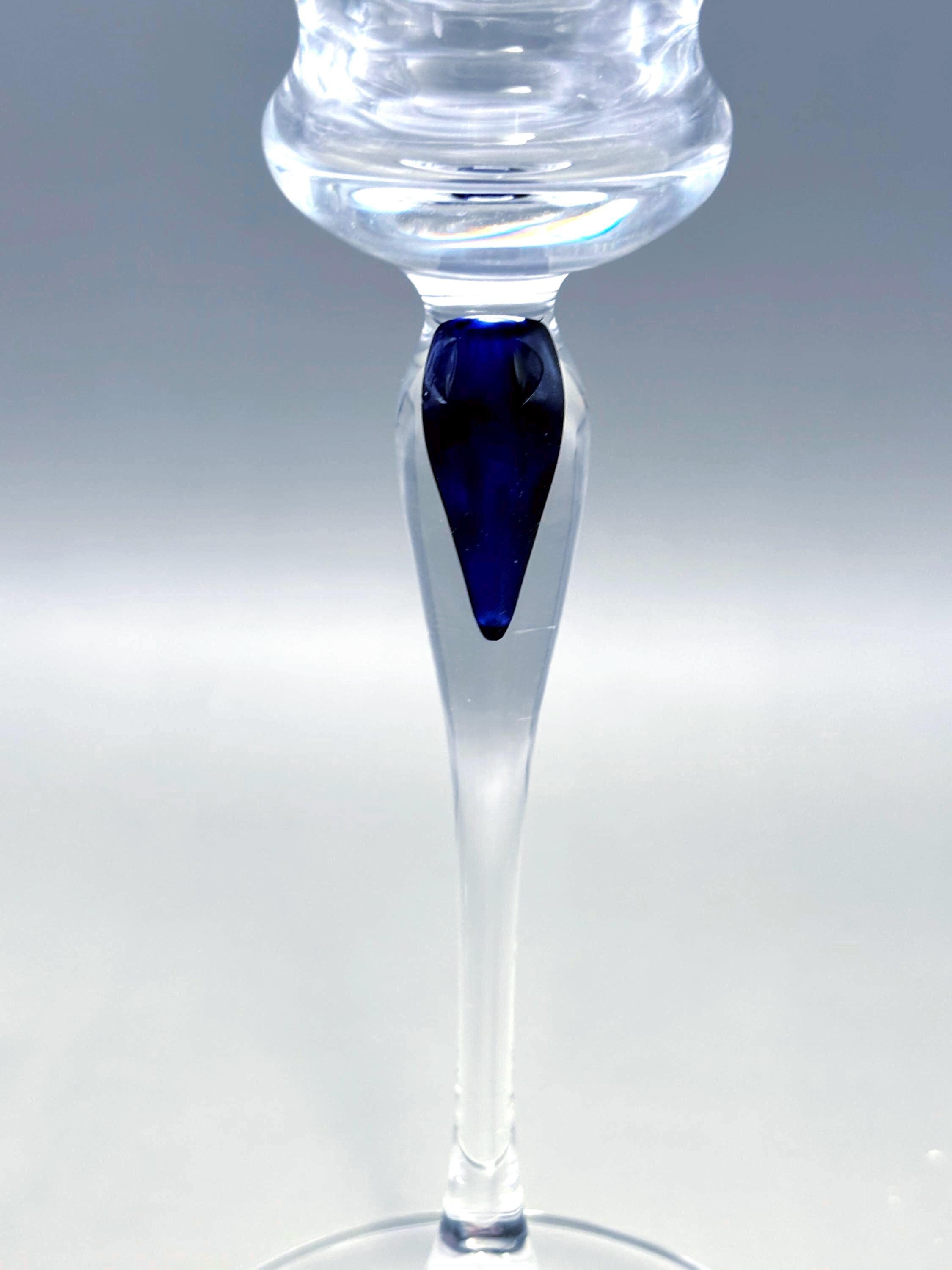 Vintage Cristal d’Arques Crystal Candlesticks – Cobalt Blue Stem, Boutique Collection
