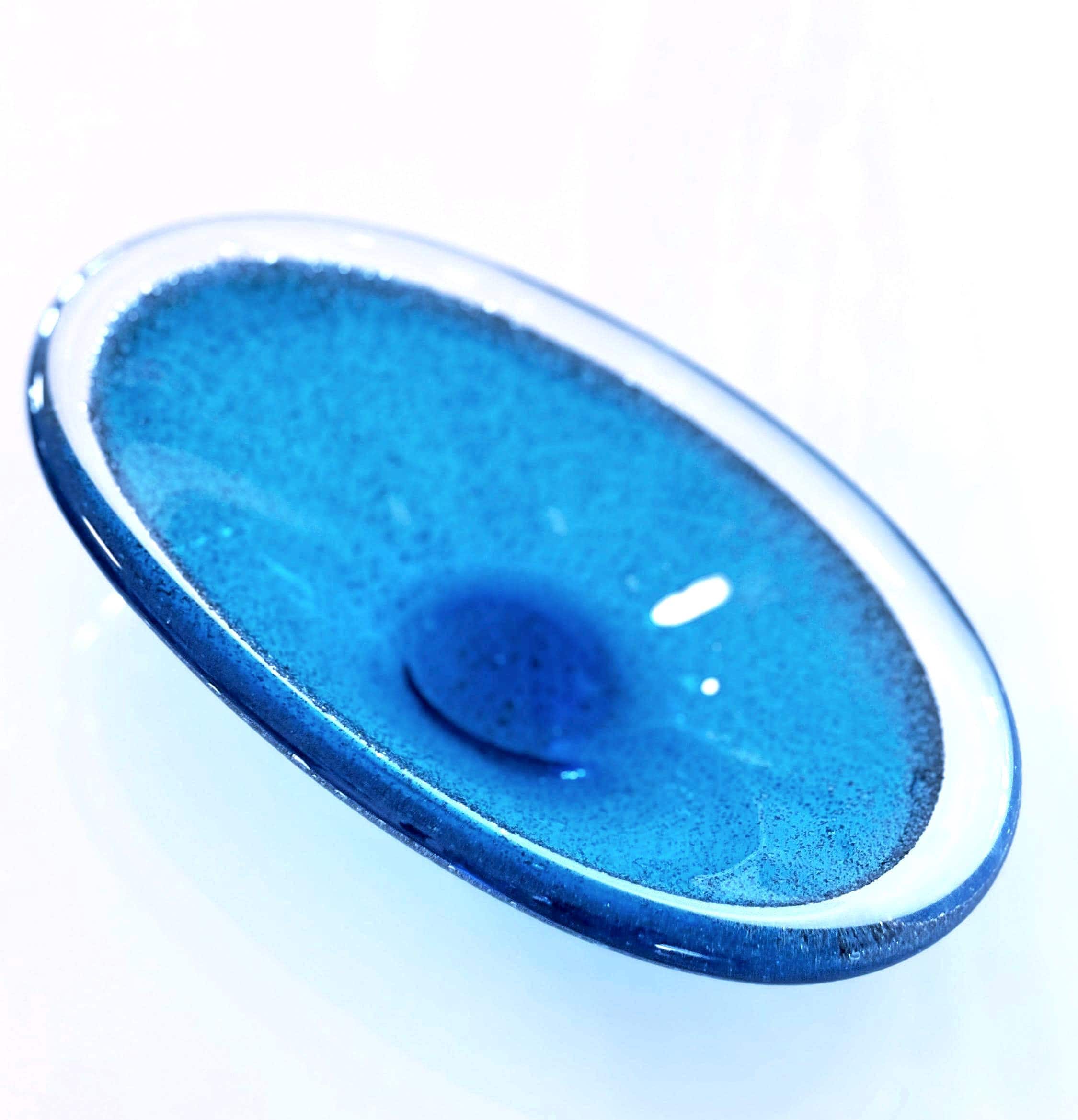 Per Lütken Holmegaard Blue Glass Bowl | Scandinavian Luxury Mid Century Modern Danish Glass