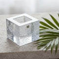 Vintage Kosta Boda Brick Crystal Votive, Anna Ehrner | Scandinavian Ice Glass Candle Holder
