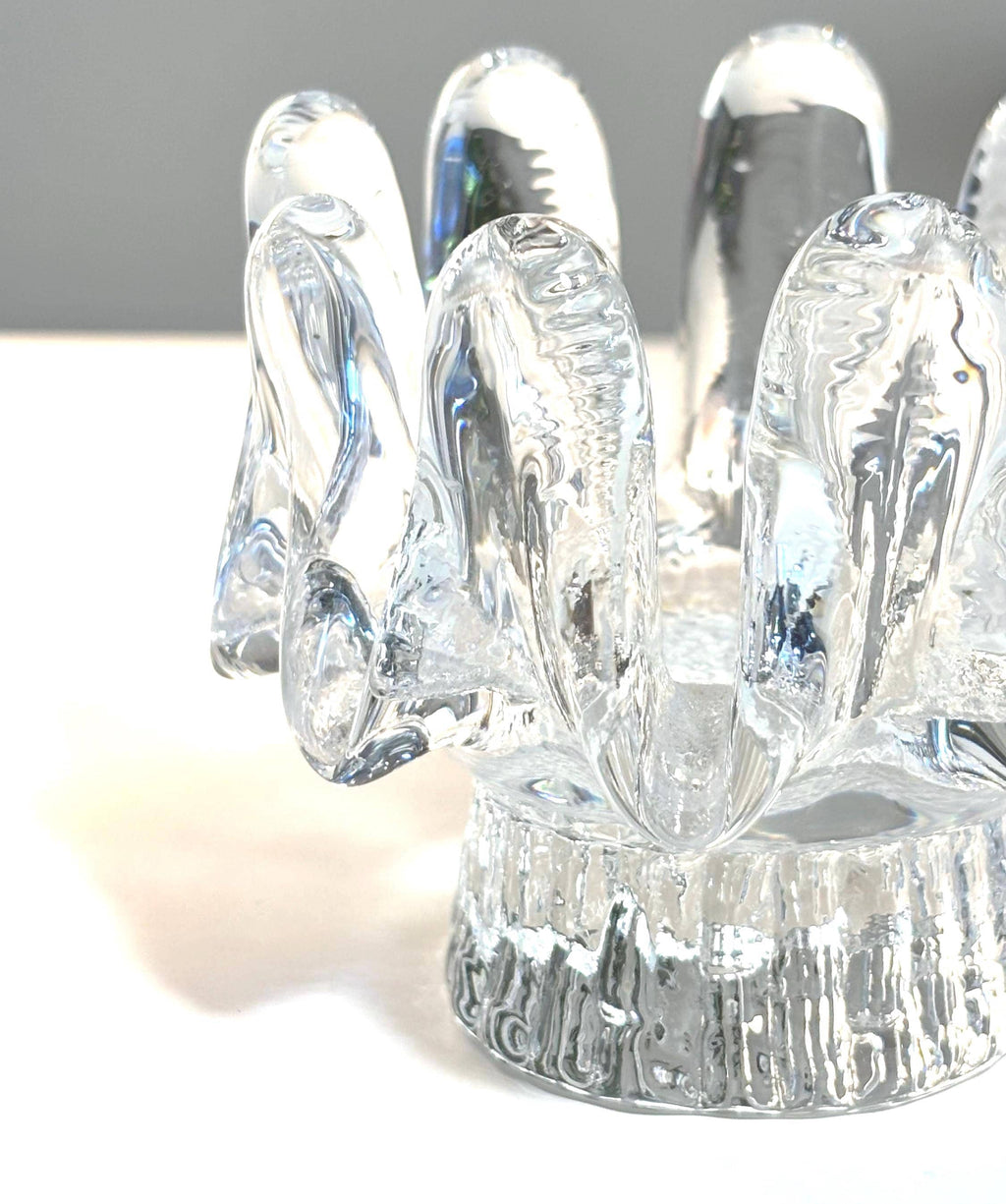 Kosta Boda, Göran Wärff, Sunflower Candle Holder | Swedish Crystal Art Glass Scandinavian Modern