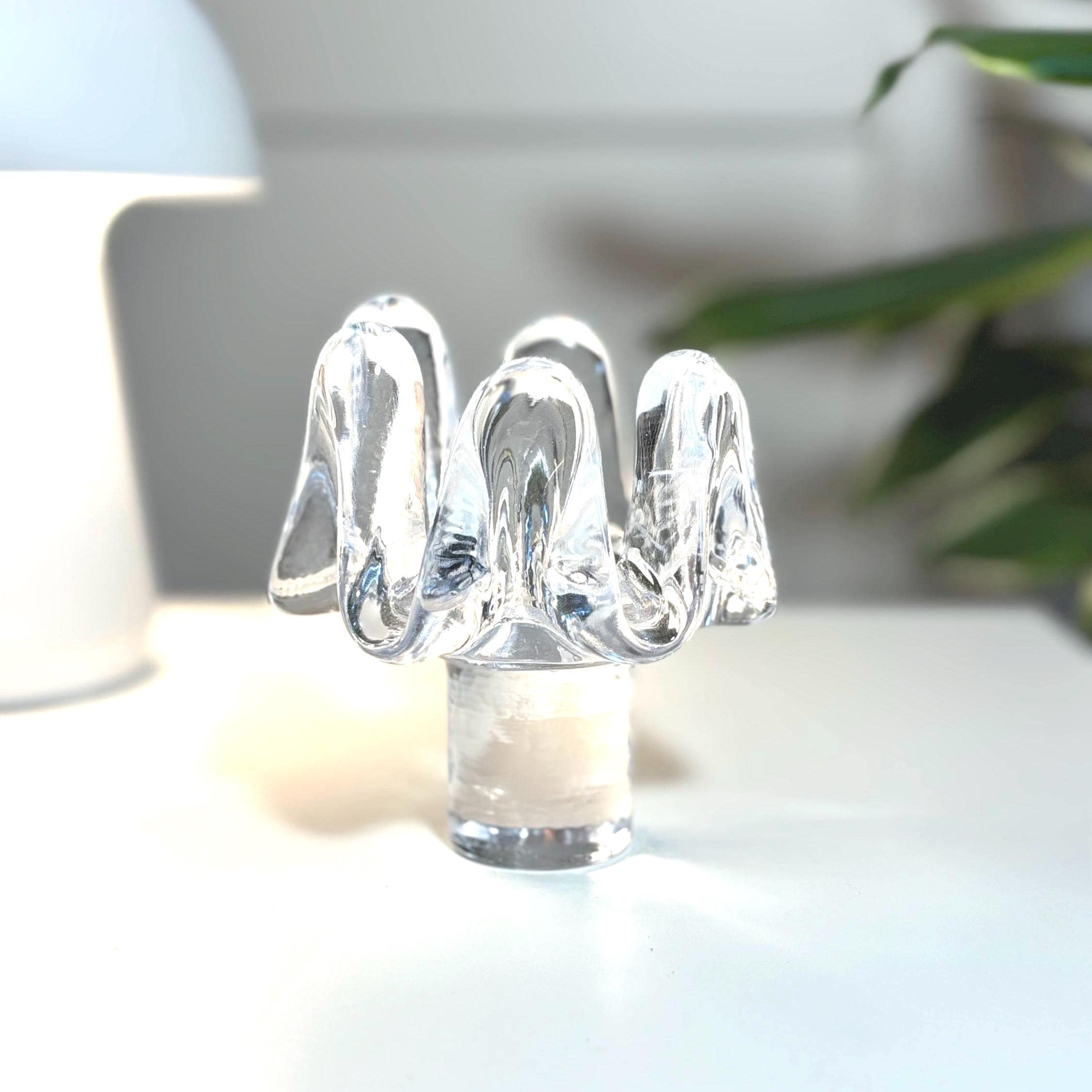 Kosta Boda, Göran Wärff, Sunflower Candle Holder | Swedish Crystal Scandinavian Modern Glass