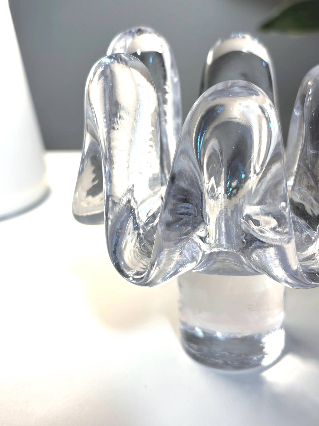 Kosta Boda, Göran Wärff, Sunflower Candle Holder | Swedish Crystal Scandinavian Modern Glass