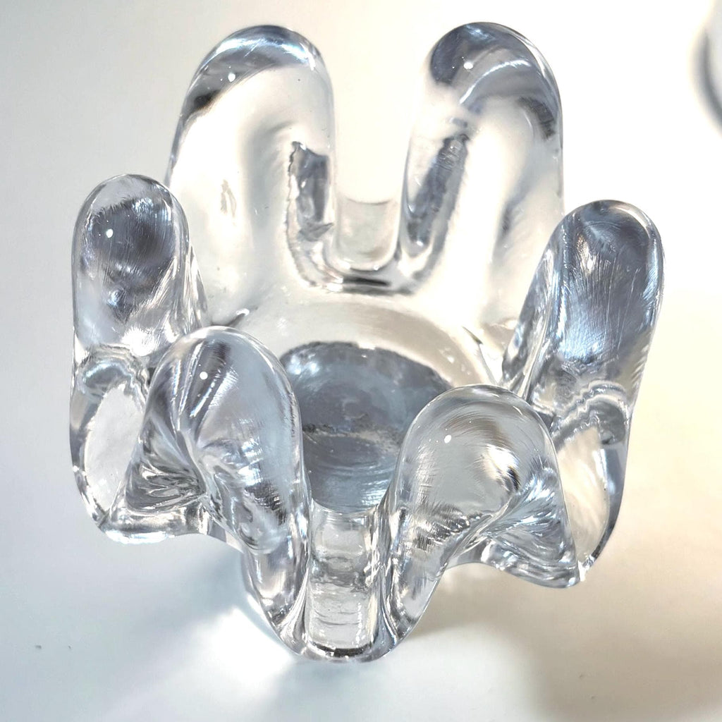 Kosta Boda, Göran Wärff, Sunflower Candle Holder | Swedish Crystal Scandinavian Modern Glass