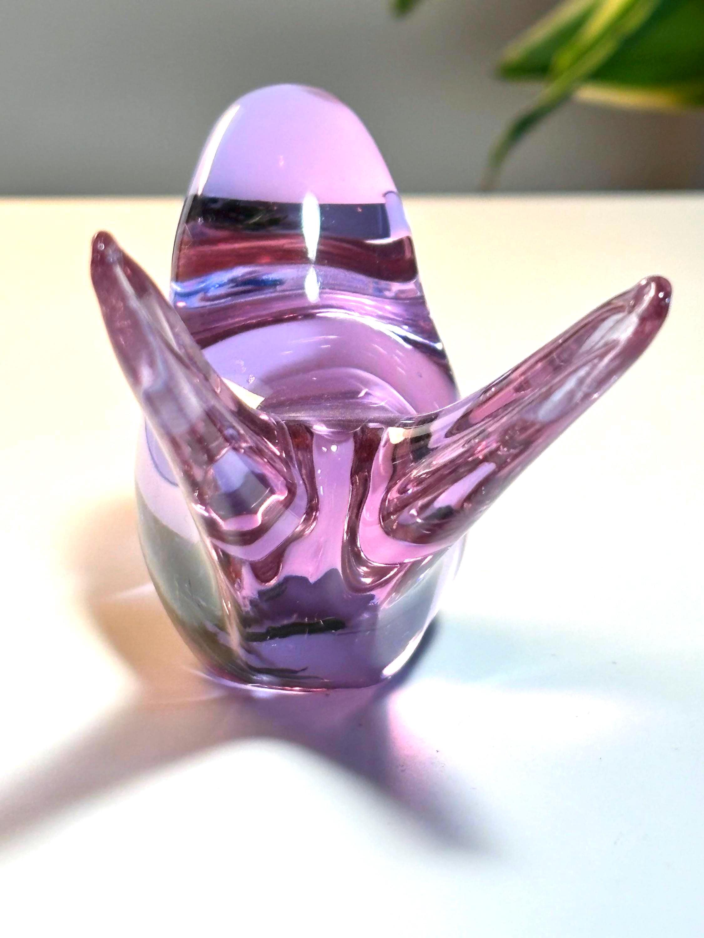 Glashyttan Urshult – Amethyst Purple Glass Sculpture | Swedish Art Glass Bird Figurine