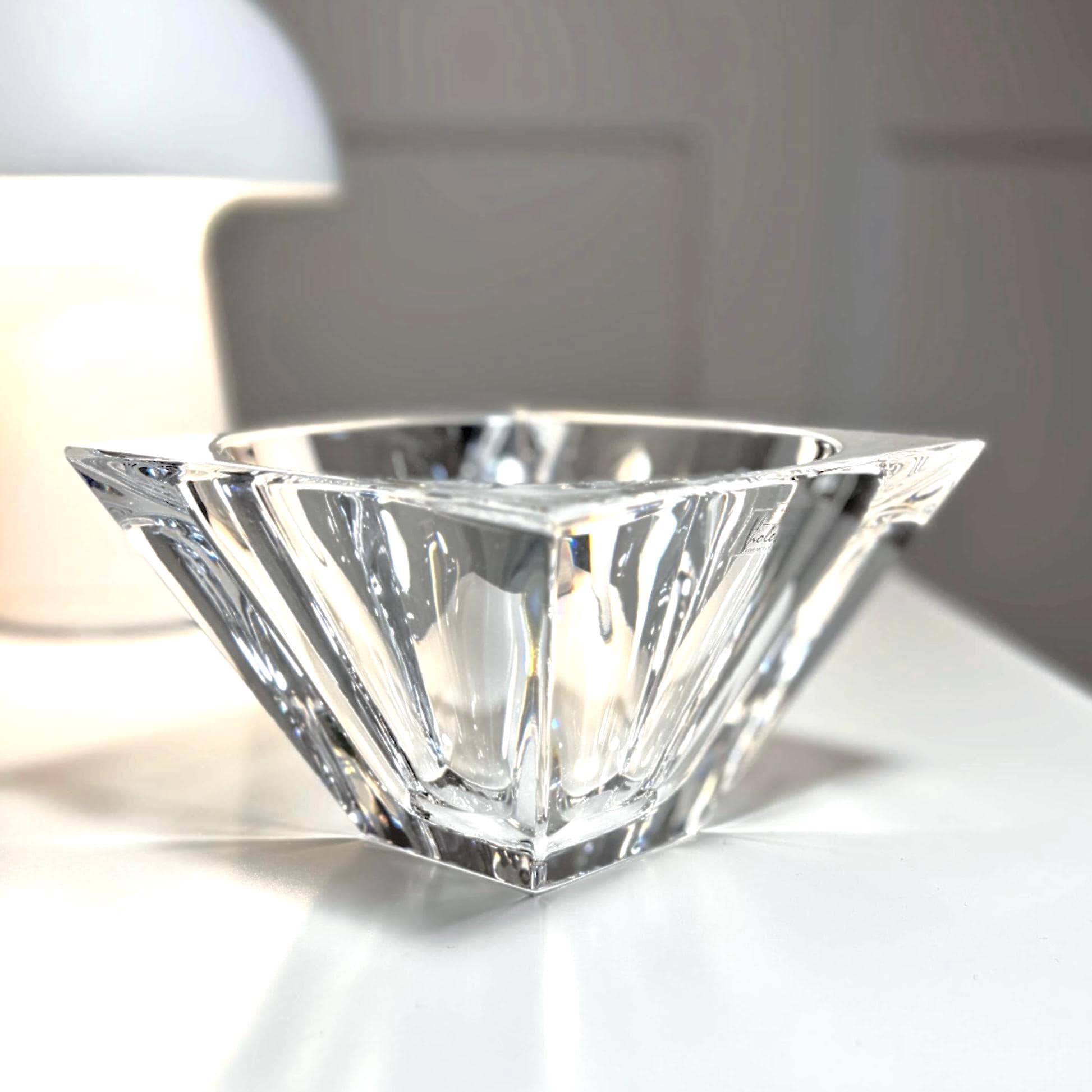 Violetta, Hand Cut Lead Crystal Bowl, Original Sticker Square Design | Polish Glass Art