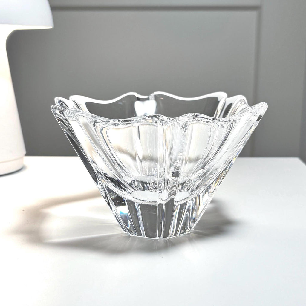 Orrefors Orion Crystal Bowl by Lars Hellsten | Signed Swedish Scandinavian Art Glass 1987