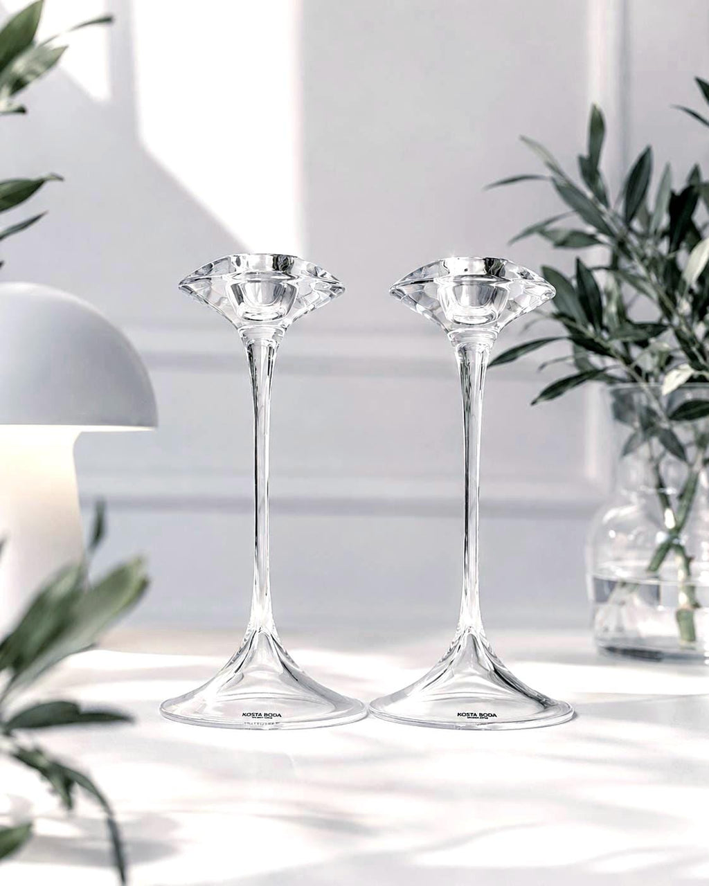 Kosta Boda “Fanfare” Candle Holders Set | Signed Kjell Engman Art Glass