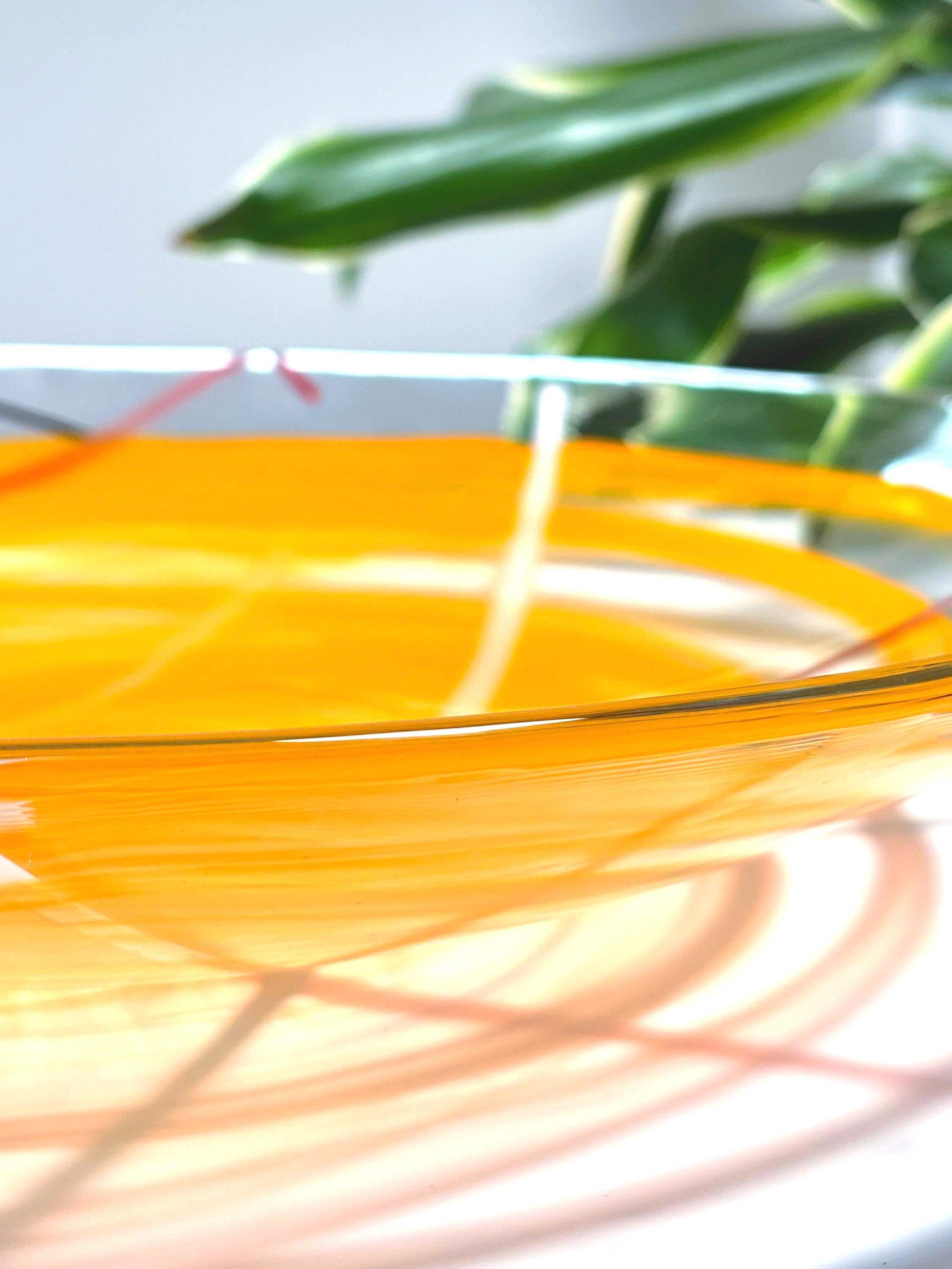 Kosta Boda, Anna Ehrner, Large Orange Contrast Art Glass Bowl | Scandinavian Luxurious Centerpiece