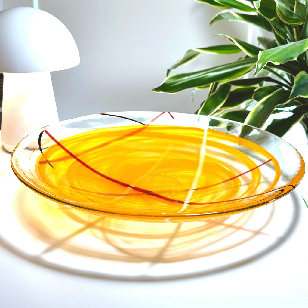Kosta Boda, Anna Ehrner, Large Orange Contrast Art Glass Bowl | Scandinavian Luxurious Centerpiece