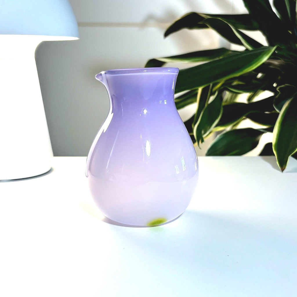 Signed Glassmejden Swedish Art Glass Pitcher – Lavender Purple Studio Vase