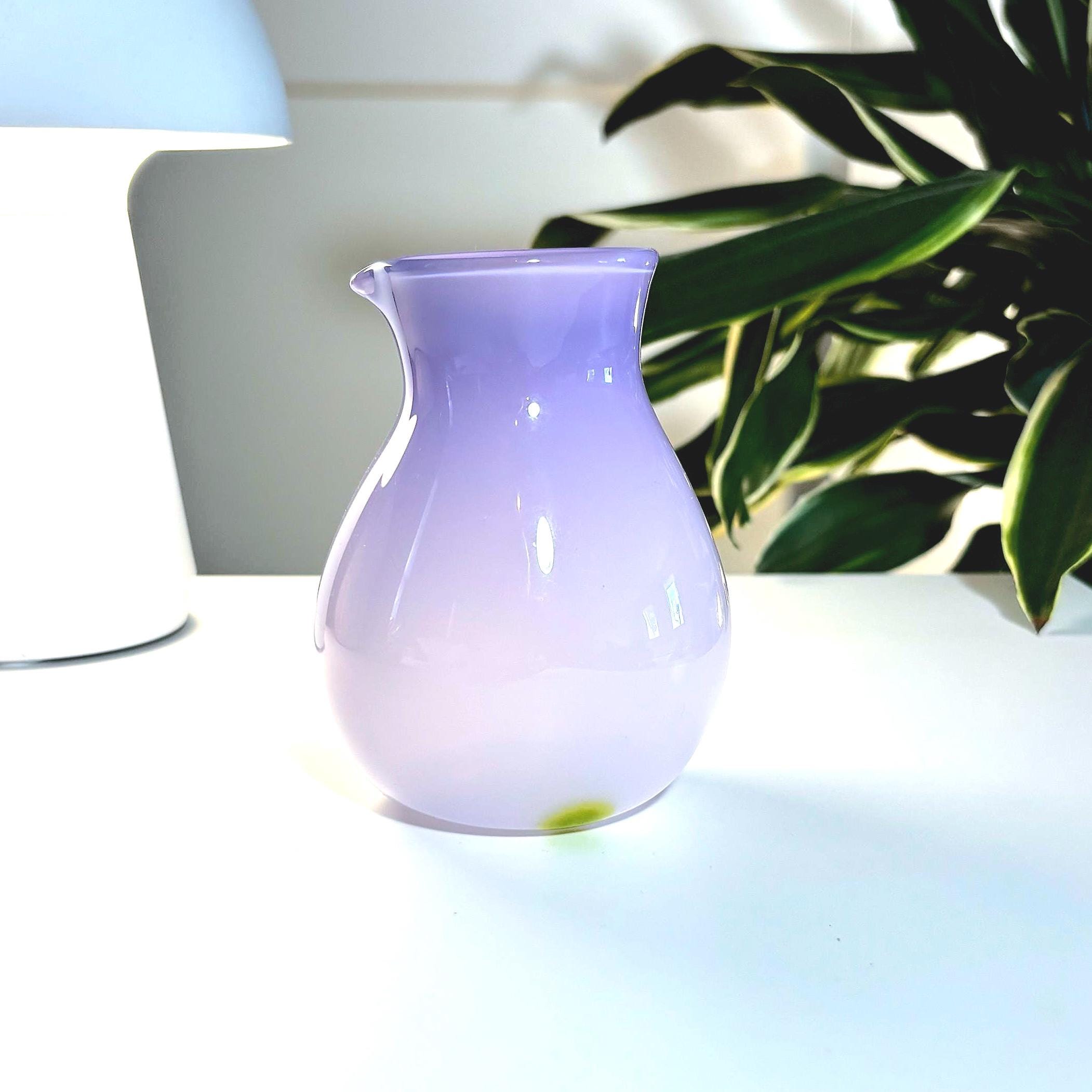 Signed Glassmejden Swedish Art Glass Pitcher – Lavender Purple Studio Vase
