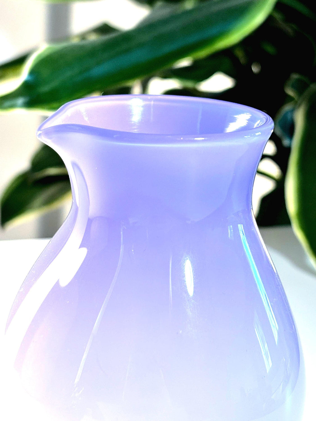 Signed Glassmejden Swedish Art Glass Pitcher – Lavender Purple Studio Vase