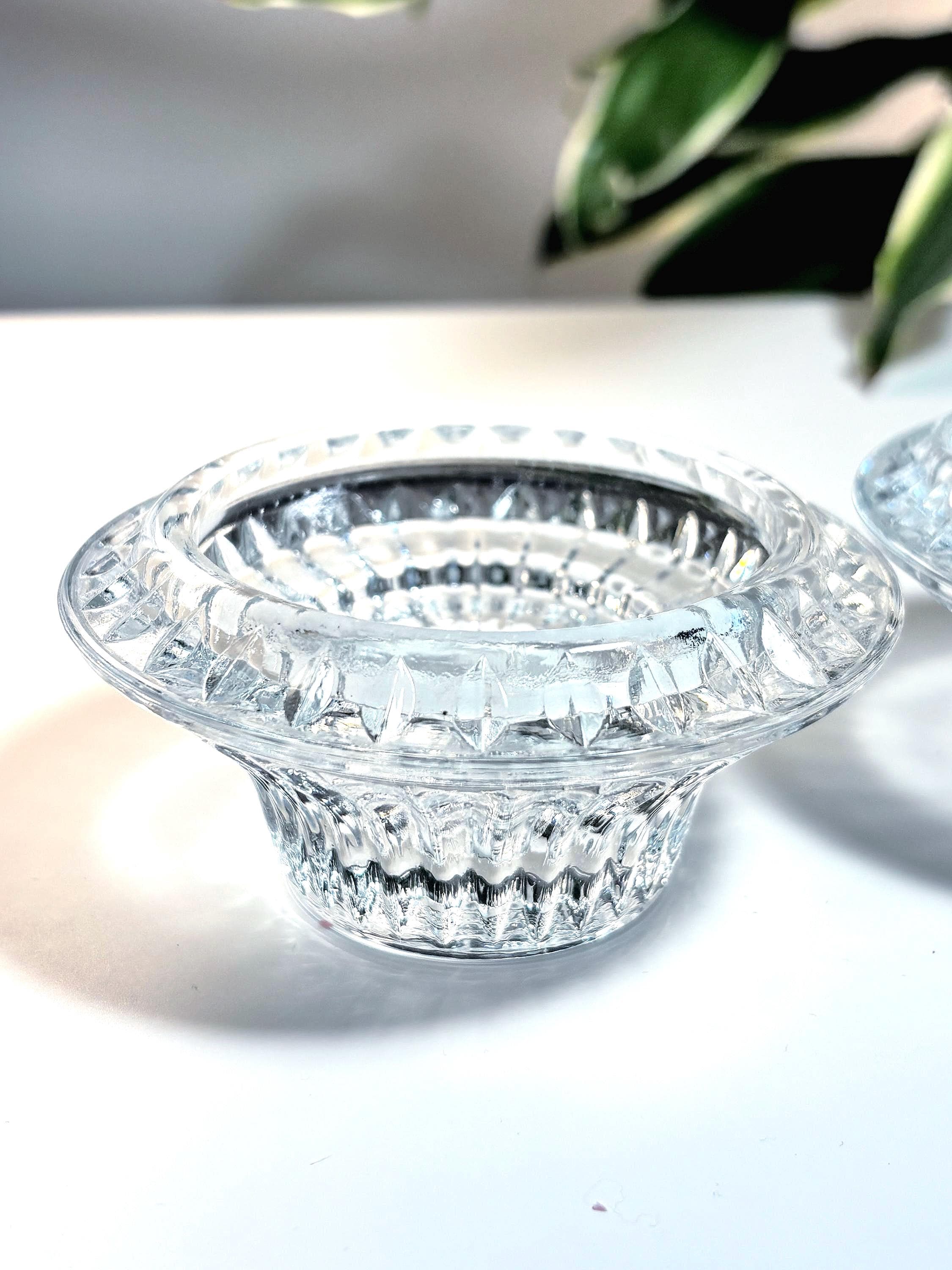 Forever Crystal Candle Holders, Set of 2, Elegant Glass Votive Holders