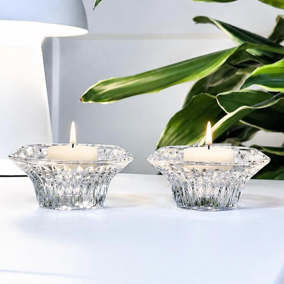 Forever Crystal Candle Holders, Set of 2, Elegant Glass Votive Holders