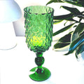 Björkshult Emerald Green Glass Vase | Scandinavian MCM Diamond Pattern Goblet