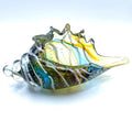 Murano Art Glass Seashell Sculpture – Italian Handblown Aqua Amber Sommerso Bowl
