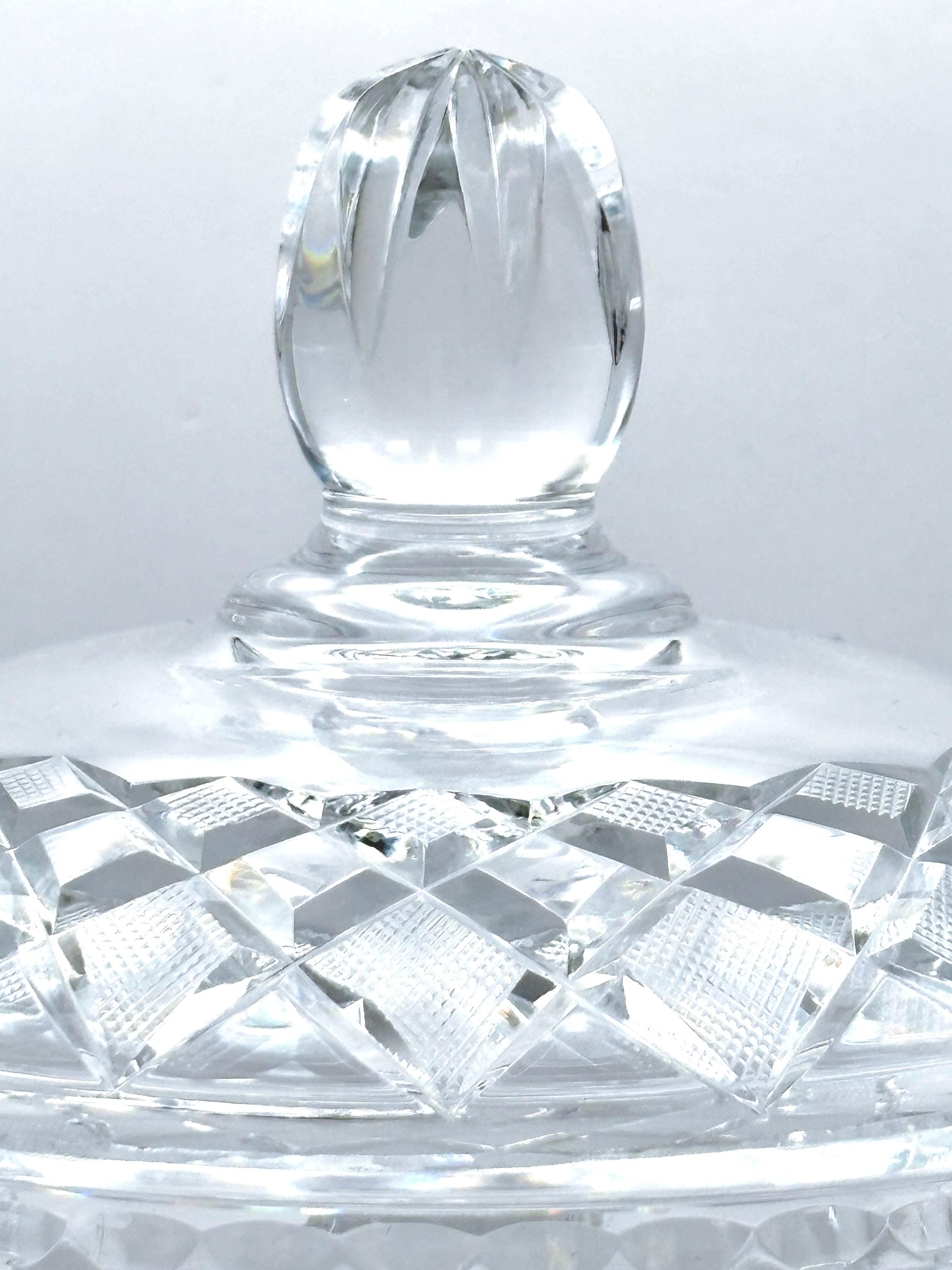 Bonbonniere Cut Crystal Candy Dish with Lid | Faceted Bohemian