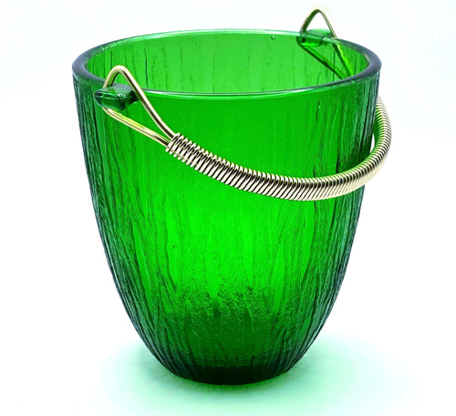 Holmegaard Green Glass Ice Bucket – Scandinavian Modern Drink Cooler | Danish Mid Century Barware
