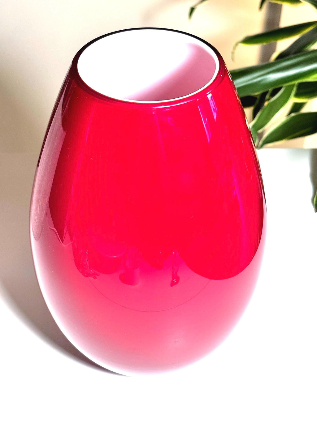 Holmegaard Red Art Glass Vase | Michael Bang Danish Modern Scandinavian Design