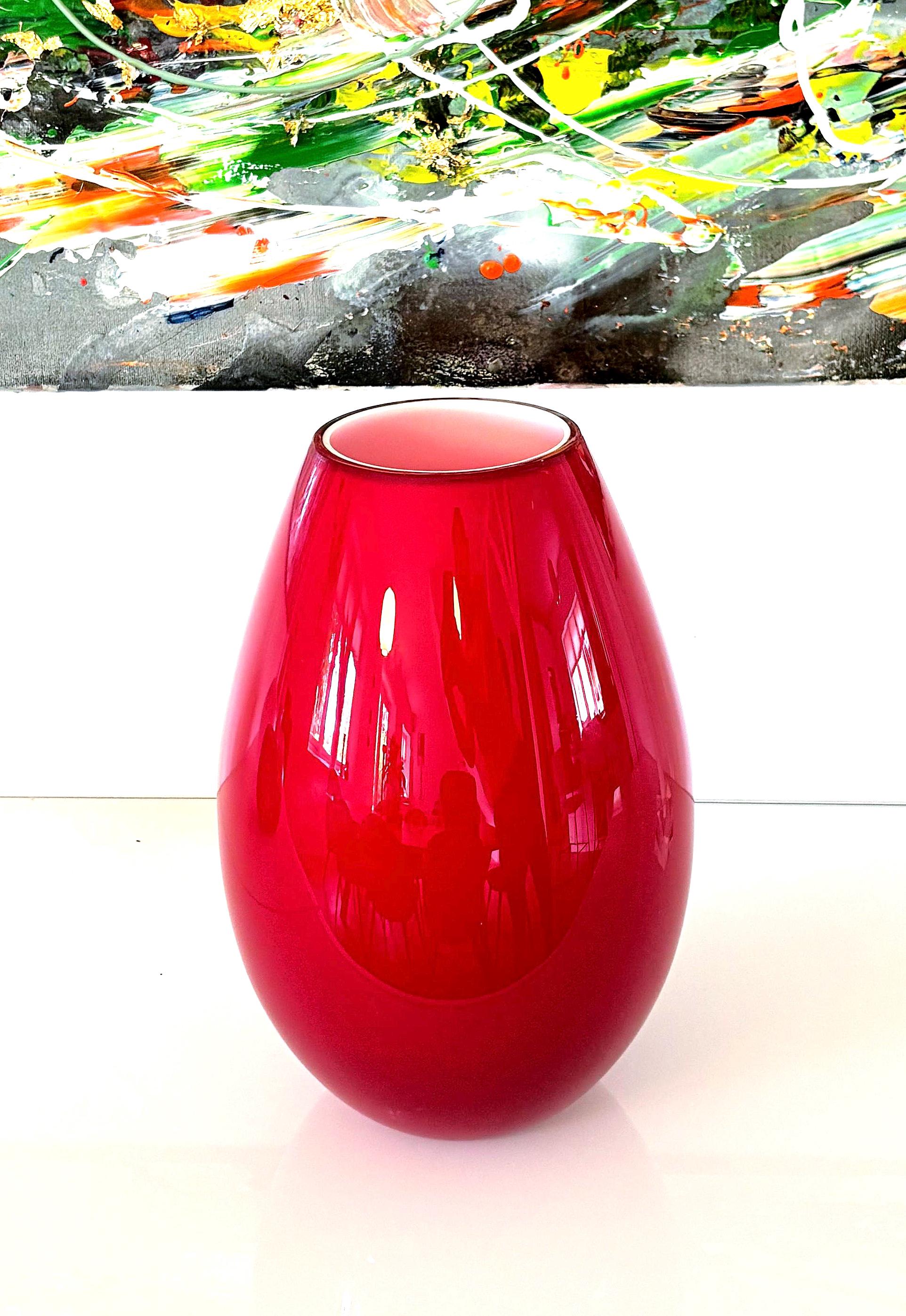 Holmegaard Red Art Glass Vase | Michael Bang Danish Modern Scandinavian Design