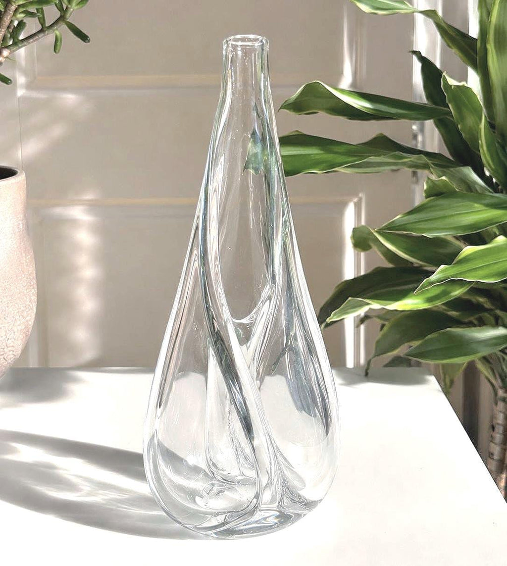 Signed Scandinavian Art Glass Vase | Hand-Blown Triple Bud Nordic Sculpture