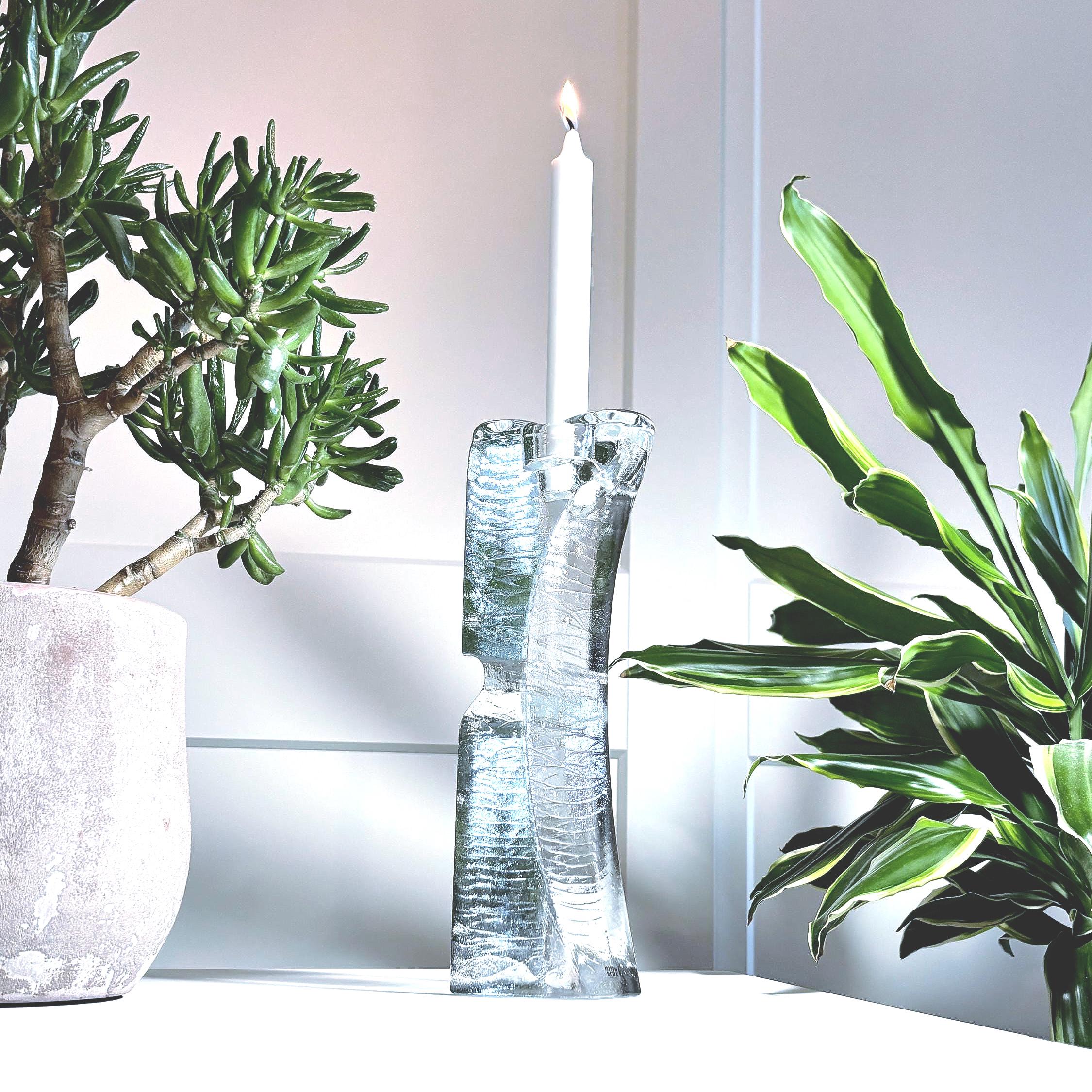 Kosta Boda Connect Candle Holder by Kjell Engman | Swedish Art Glass Sculpture 30cm