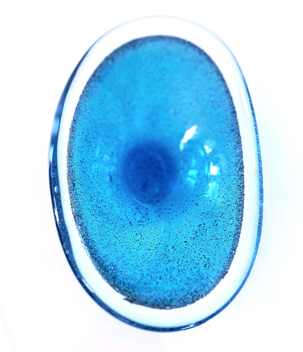 Per Lütken Holmegaard Blue Glass Bowl | Scandinavian Luxury Mid Century Modern Danish Glass