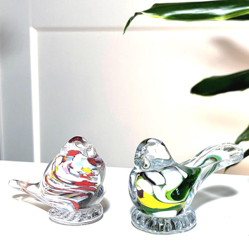 Holmegaard Glass Bird Pair | Danish Art Glass Figurines | Scandinavian Paperweights | MCM Home Decor