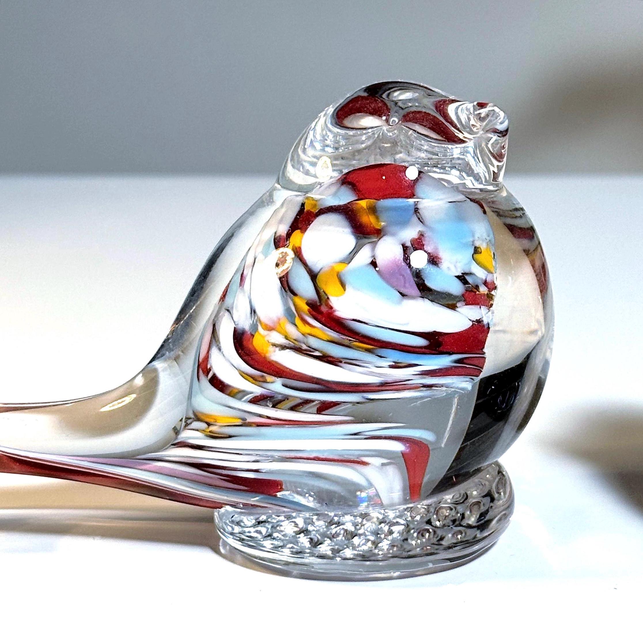 Holmegaard Glass Bird Pair | Danish Art Glass Figurines | Scandinavian Paperweights | MCM Home Decor