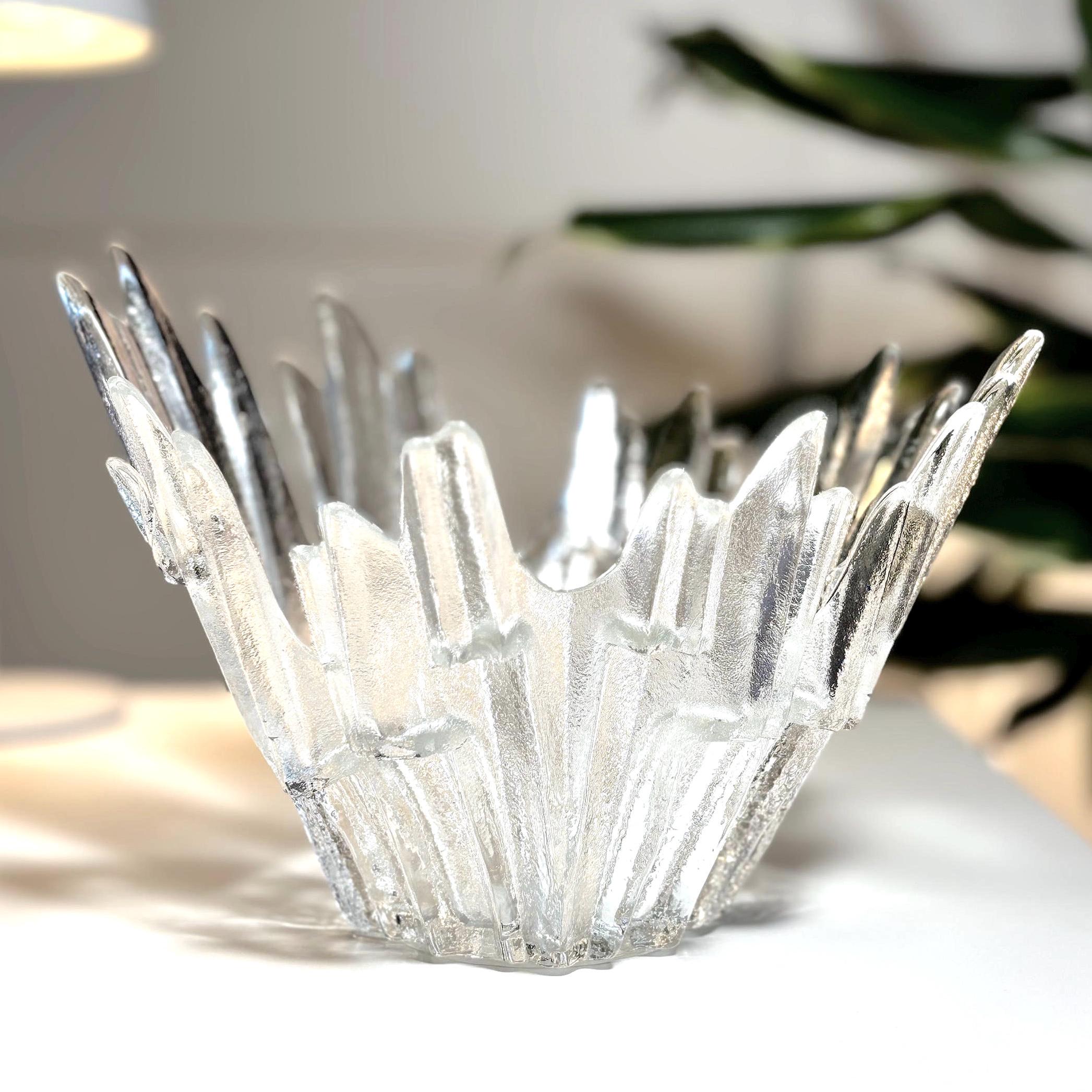 Tauno Wirkkala Revontulet Bowl | Vintage Finnish Art Glass | Humppila Finland | Scandinavian Modern Glass Centerpiece