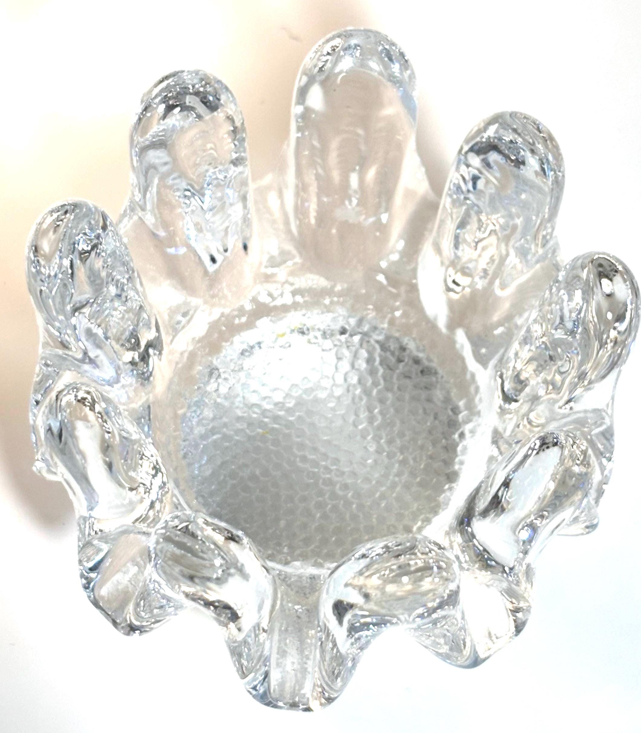 Kosta Boda, Göran Wärff, Sunflower Candle Holder | Swedish Crystal Art Glass Scandinavian Modern