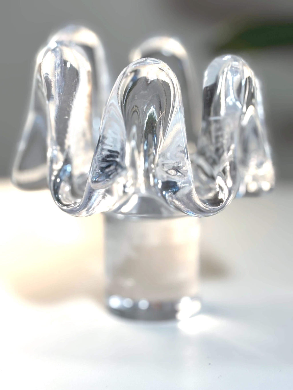 Kosta Boda, Göran Wärff, Sunflower Candle Holder | Swedish Crystal Scandinavian Modern Glass