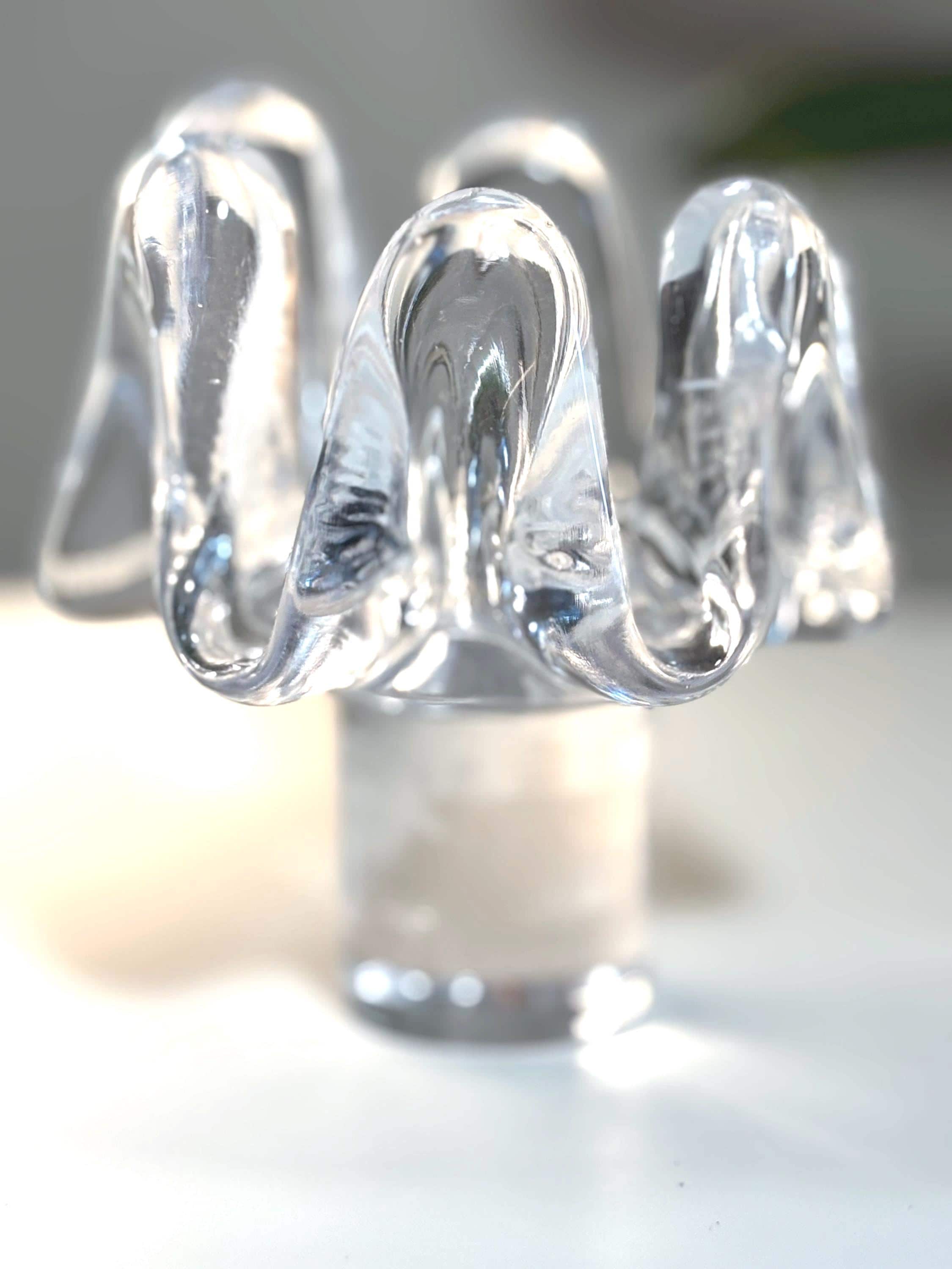 Kosta Boda, Göran Wärff, Sunflower Candle Holder | Swedish Crystal Scandinavian Modern Glass