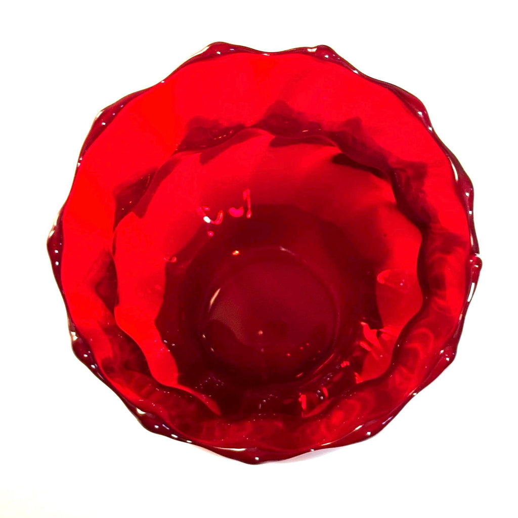 Murano Ruby Red Glass Vase – Italian Luxury Art Glass Bowl, Hand Blown Sculptural Decor