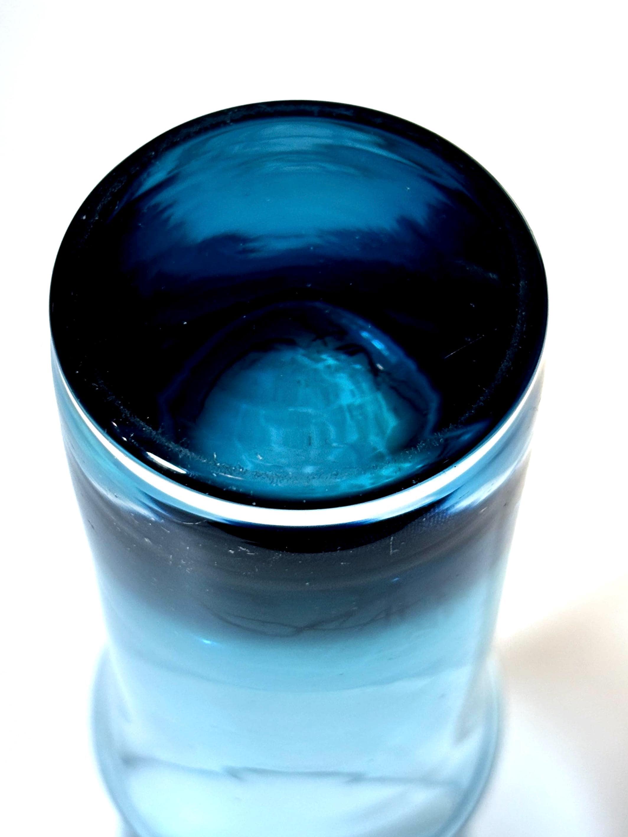 Åseda Glasbruk Bambu BUD Vase  Bo Borgström Blue Art Glass, Mid Century Scandinavian