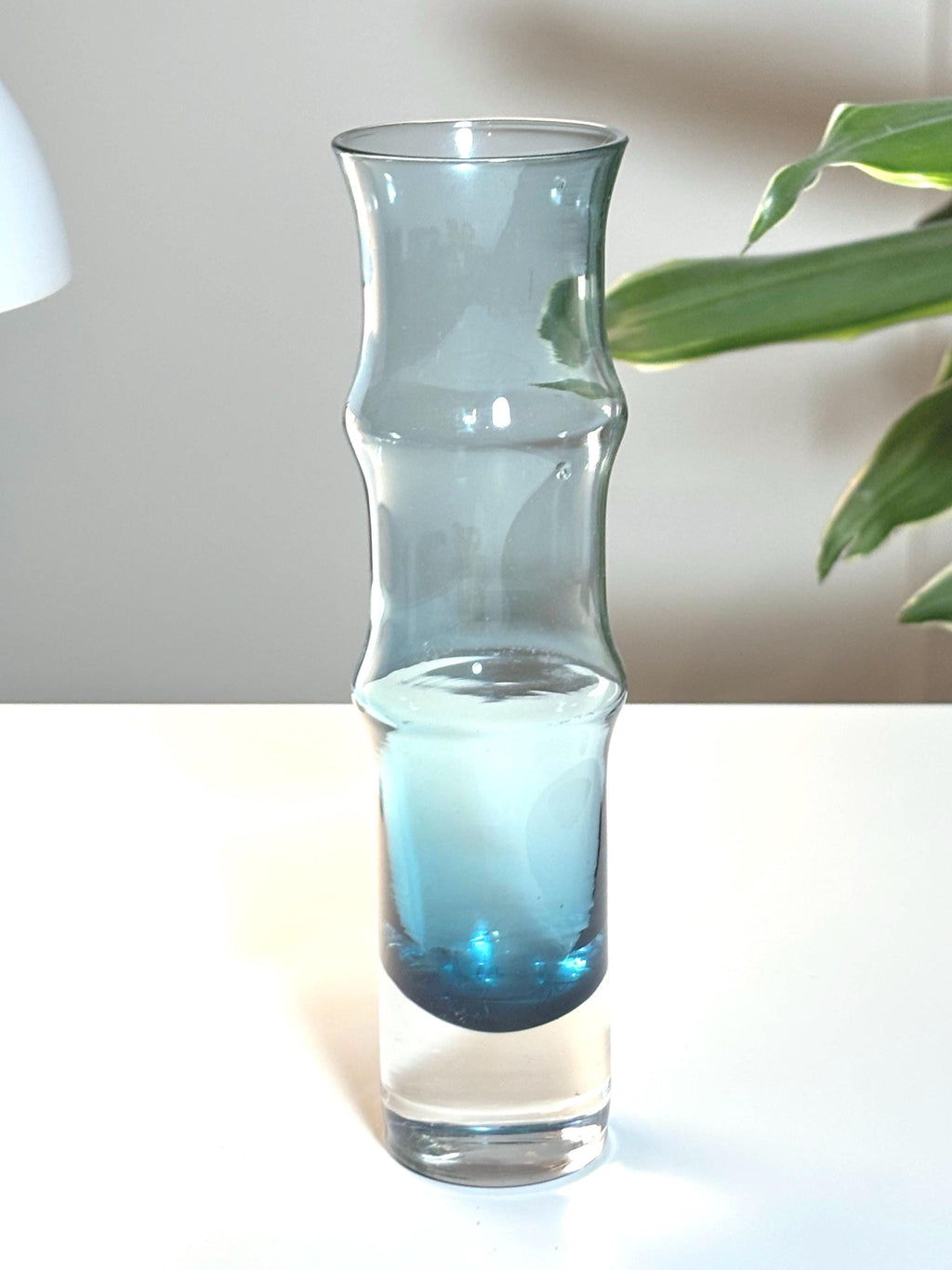 Åseda Glasbruk Bambu Vase – Bo Borgström Blue Art Glass, Mid Century Scandinavian