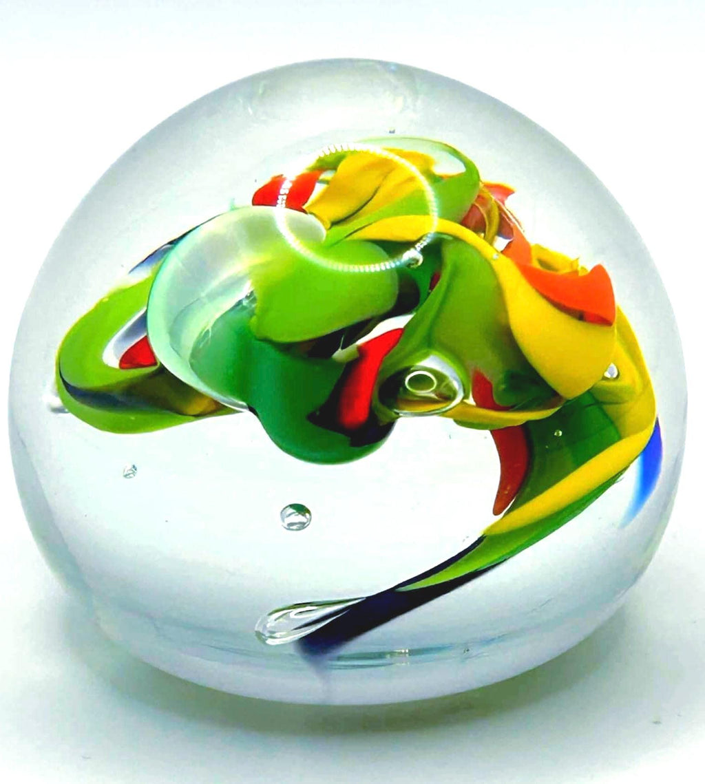 McBlow, Signed European Paperweight. Swirl multicoloured | Handmade Colorful Glass Sphere 6 cm