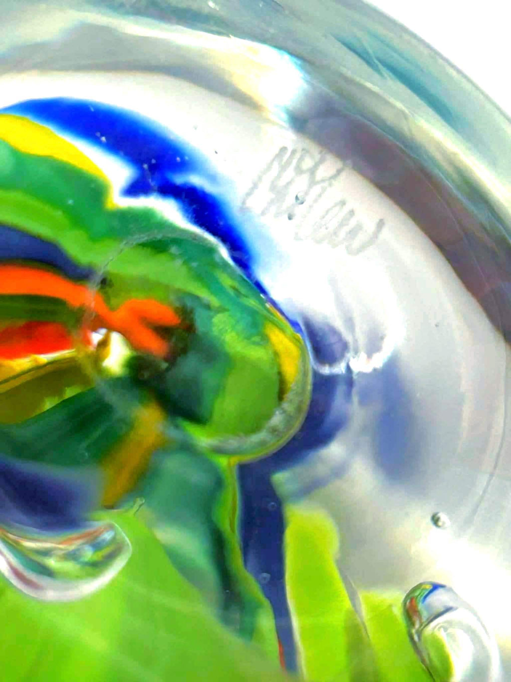 McBlow, Signed European Paperweight. Swirl multicoloured | Handmade Colorful Glass Sphere 6 cm