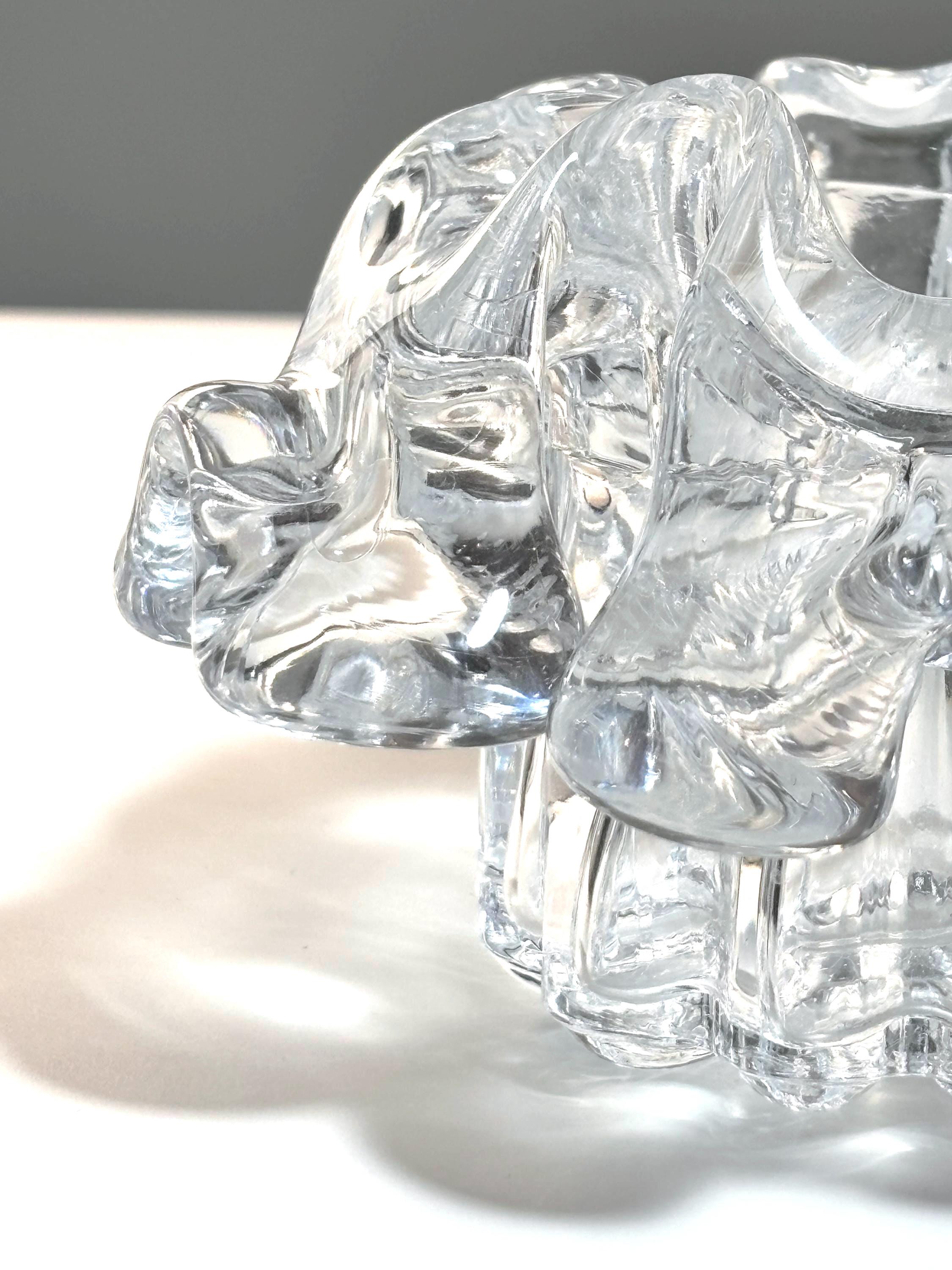 Kosta Boda, Göran Wärff, Isabella Candle Holder | Swedish Crystal Scandinavian Modern Glass
