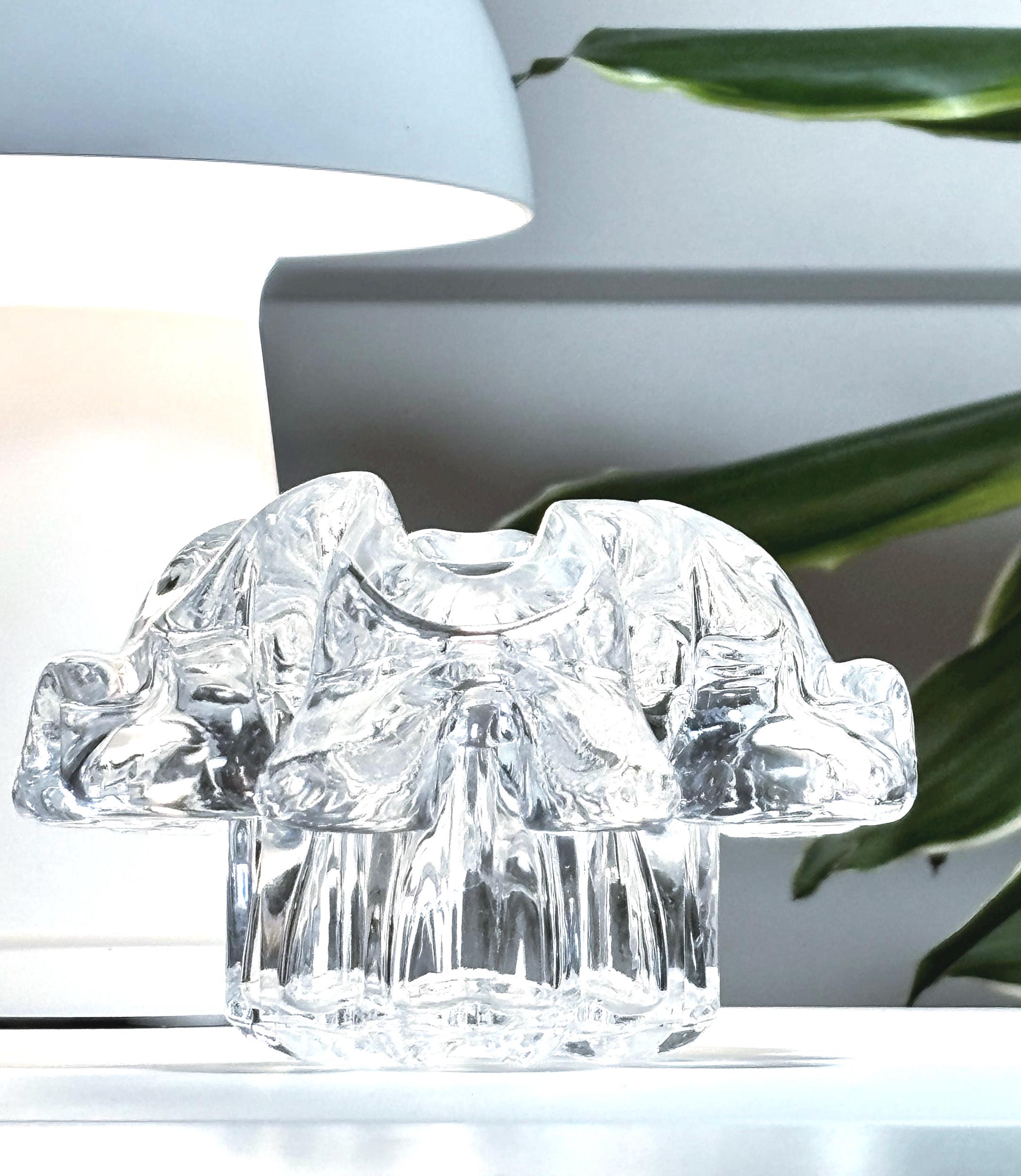 Kosta Boda, Göran Wärff, Isabella Candle Holder | Swedish Crystal Scandinavian Modern Glass