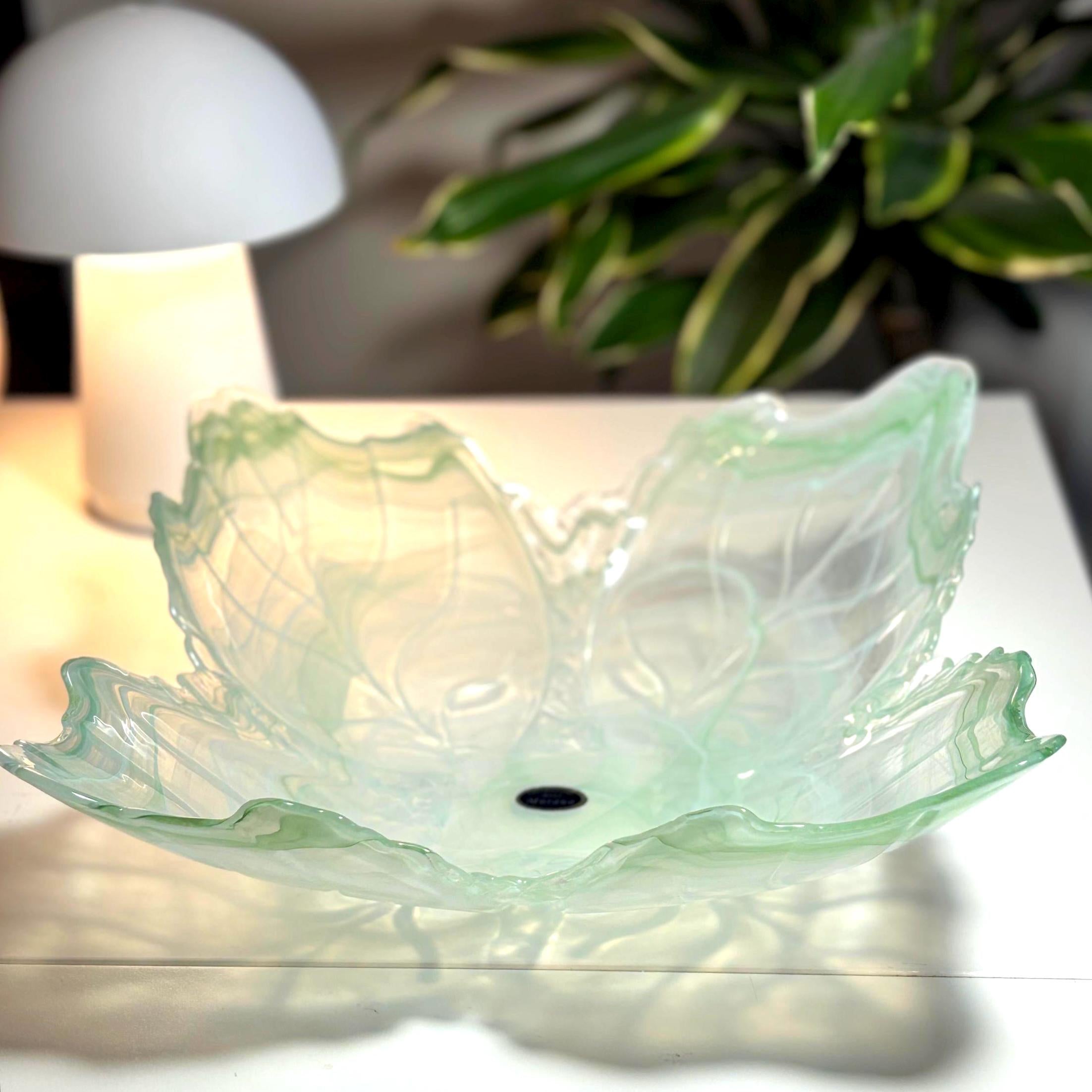 Murano, Lavorazione, Rare size Arte Glass Bowl | Italian Art Glass Centerpieces